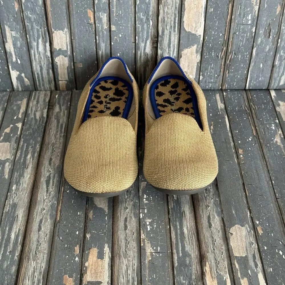Rothy's Gold Knit Ballet Flats Shoes, Girls Size 1, Round Toes Slip-On Flats